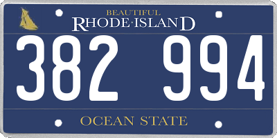 RI license plate 382994