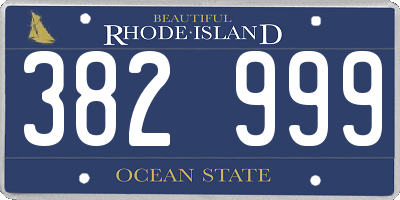 RI license plate 382999