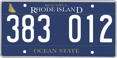 RI license plate 383012