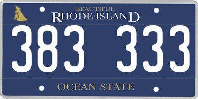 RI license plate 383333