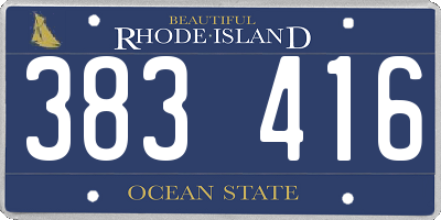 RI license plate 383416