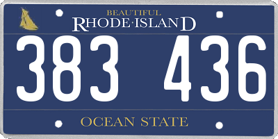 RI license plate 383436