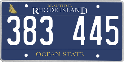 RI license plate 383445