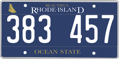 RI license plate 383457