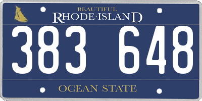 RI license plate 383648