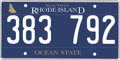 RI license plate 383792