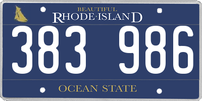 RI license plate 383986
