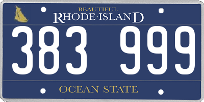 RI license plate 383999