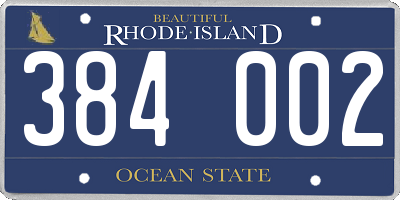 RI license plate 384002