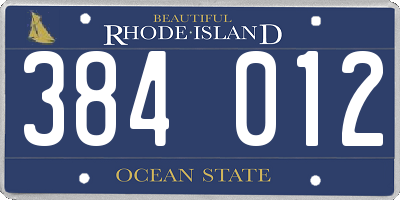 RI license plate 384012