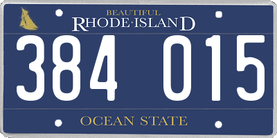 RI license plate 384015