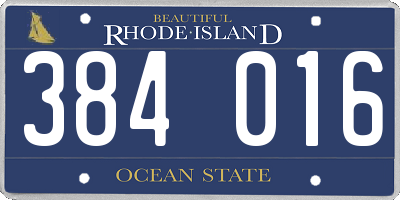 RI license plate 384016