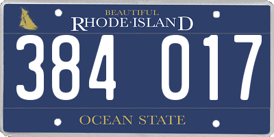 RI license plate 384017