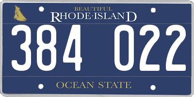 RI license plate 384022