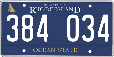 RI license plate 384034