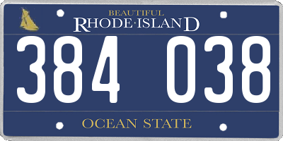 RI license plate 384038