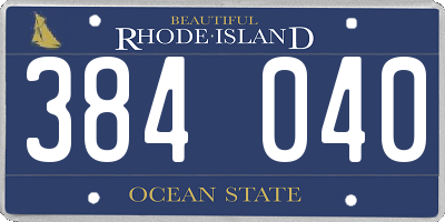 RI license plate 384040
