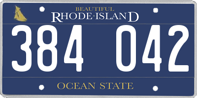 RI license plate 384042