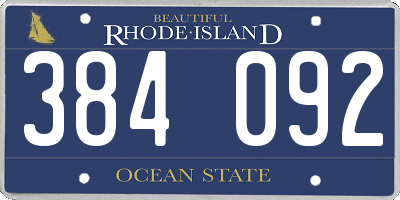 RI license plate 384092