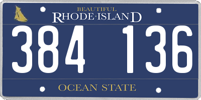 RI license plate 384136