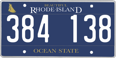 RI license plate 384138