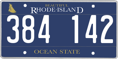 RI license plate 384142