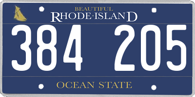 RI license plate 384205