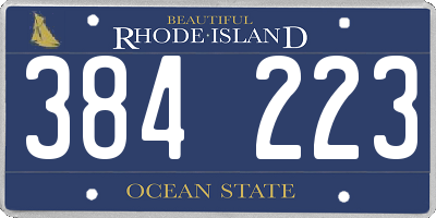 RI license plate 384223