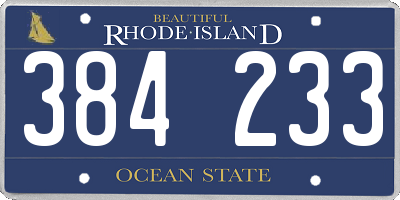 RI license plate 384233