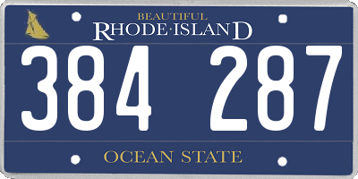 RI license plate 384287
