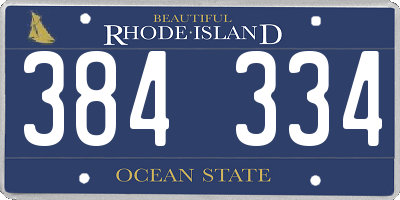 RI license plate 384334