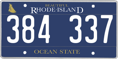 RI license plate 384337