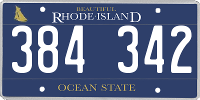 RI license plate 384342
