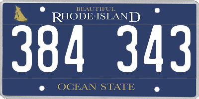 RI license plate 384343
