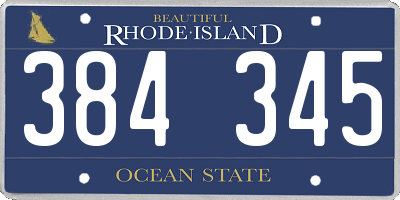 RI license plate 384345