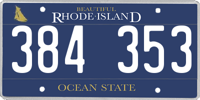 RI license plate 384353
