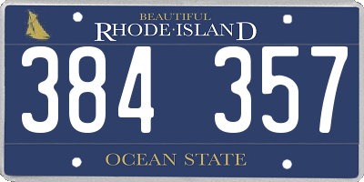 RI license plate 384357