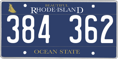 RI license plate 384362