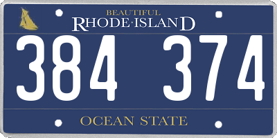 RI license plate 384374