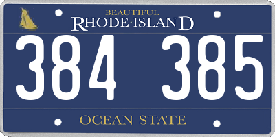 RI license plate 384385