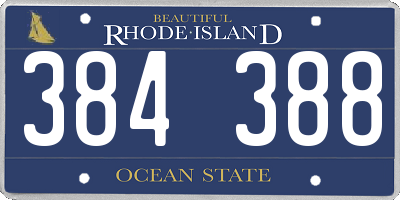 RI license plate 384388