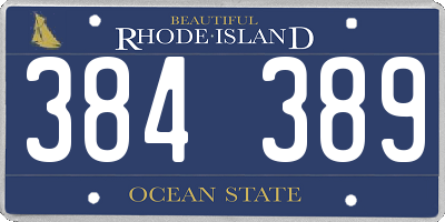 RI license plate 384389