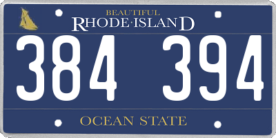 RI license plate 384394