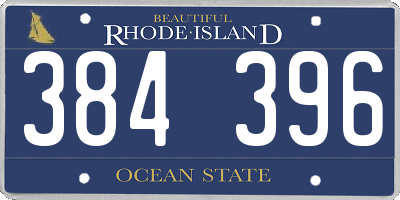 RI license plate 384396