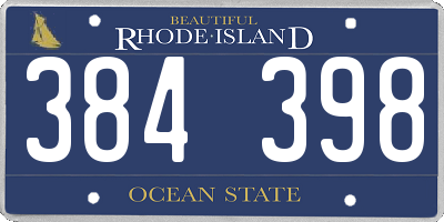 RI license plate 384398