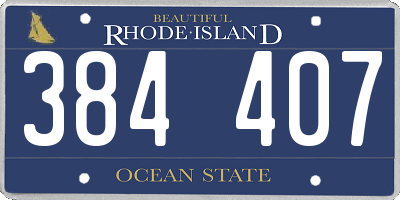 RI license plate 384407