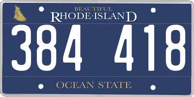 RI license plate 384418