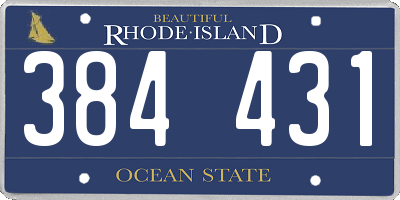 RI license plate 384431