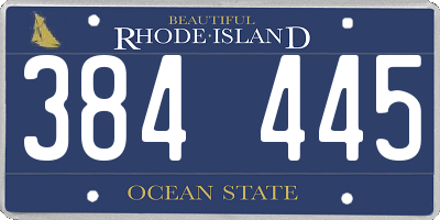 RI license plate 384445