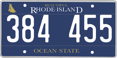 RI license plate 384455